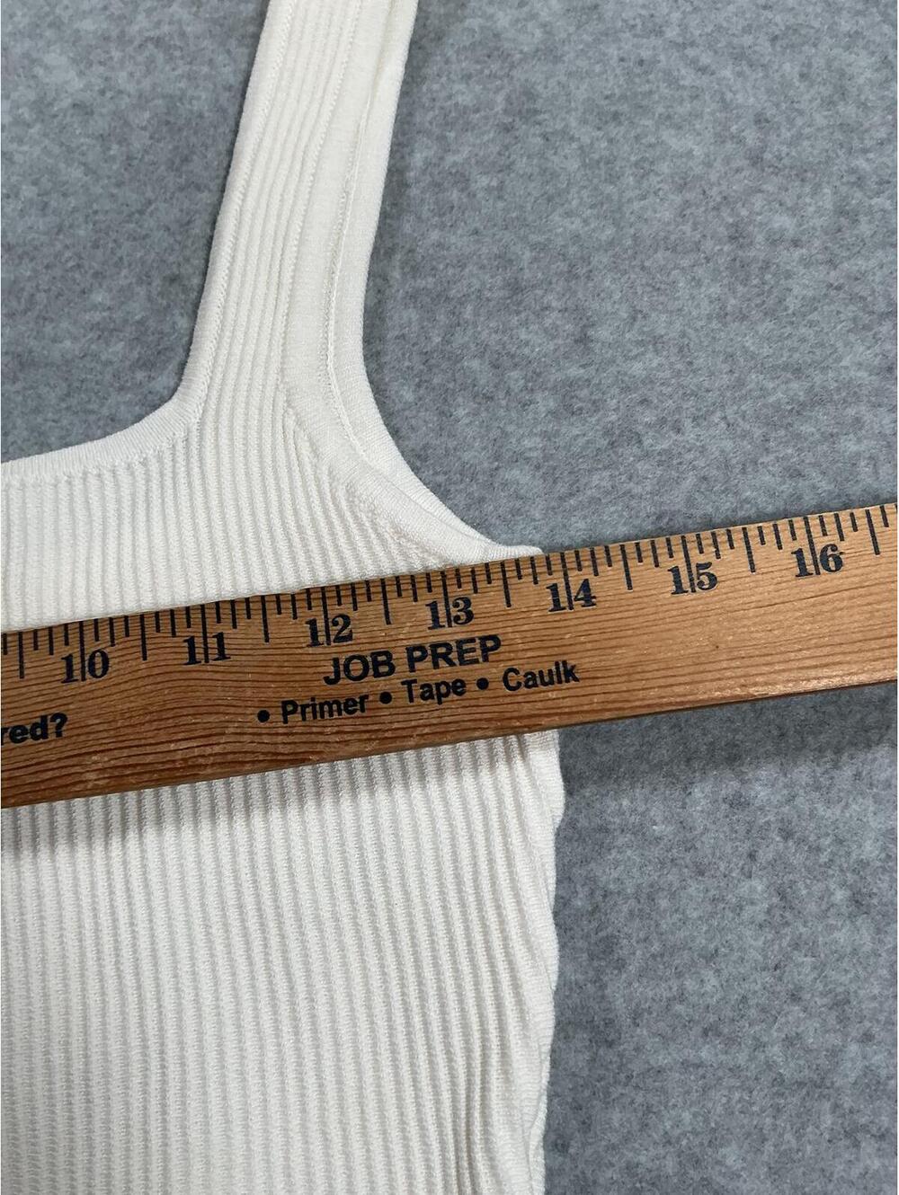 Promise The Label XS Ribbed Knit Crop Tank Top Ivory Sweater Cami - Picture 6 of 8